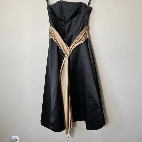 Bill Levkoff Women's Sz 6 Strapless Belted Sash Evening Formal Midi Dress Black - Picture 9 of 14